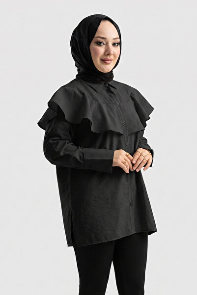 Suede Style 6317 - Stylish, Comfortable Peach Fabric Shirt Collar Women's Shirt
