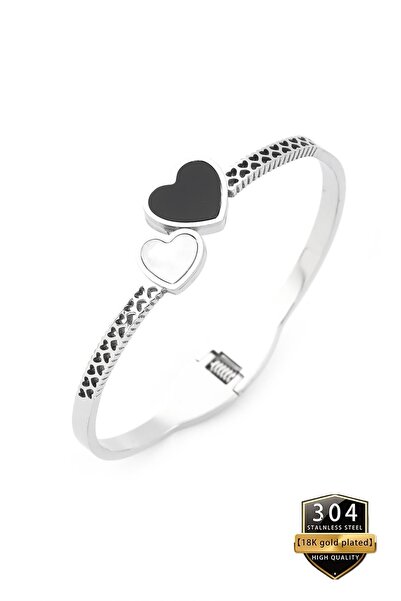 takantakana Vip, Double Heart, Handcuff Bracelet, Stoned Design, in Wooden Bo...