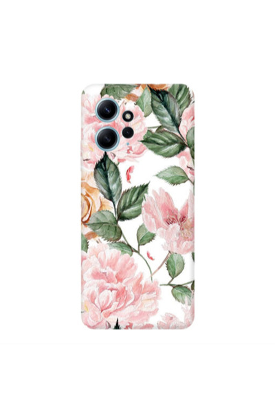 Other Xiaomi Redmi Note 12 4G Pink rose and laves Transparent Silicone TPU Θήκη