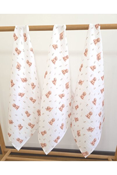 jr.bunnies Jr Bunnies Dog Patterned 3-Piece Muslin Sweat Cloth Set 50X50 cm 1...