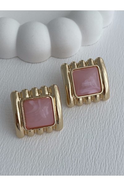 Mevohome Special Series Bone Detail Square Design Gold Earrings