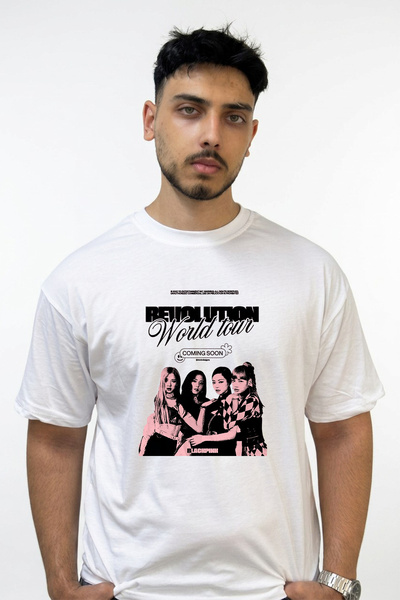 Anetos Blackpink_13 Design Printed Oversize White T-Shirt