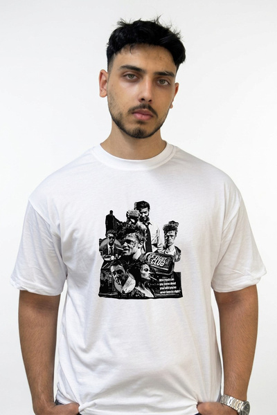 Anetos Fight Club_2 Design Printed Oversize White T-Shirt