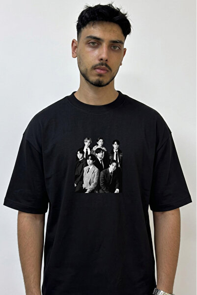 Anetos Bts_3 Design Printed Oversize Black T-Shirt