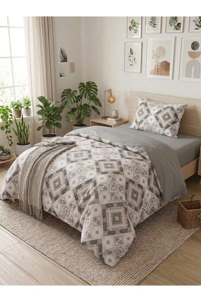 MORRİVAL SET DE LENJERIE DE PAT CU FERMOAR PENTRU O PERSONĂ, CU CĂDERE DUBLĂ, 120x200, CU CĂDERE DE PAT 155x230, 3 PIESE