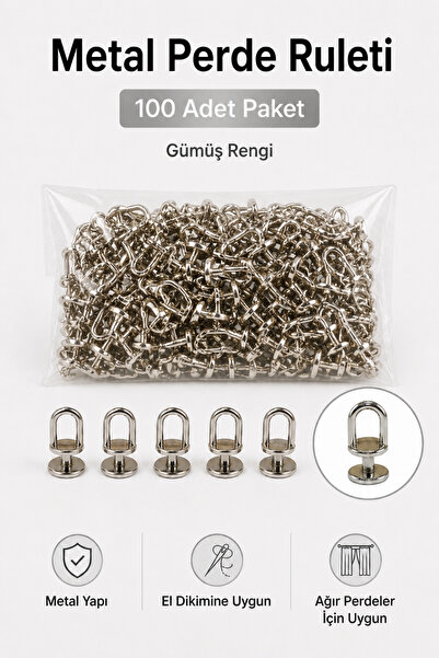 Overdal Metal Perde Ruleti Korniş Halkası Metal Rulet Perde Düğmesi 100 Adet ...