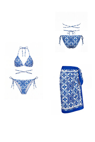 vawensea Kadın Pareolu İpli Bikini Takımı Etnik