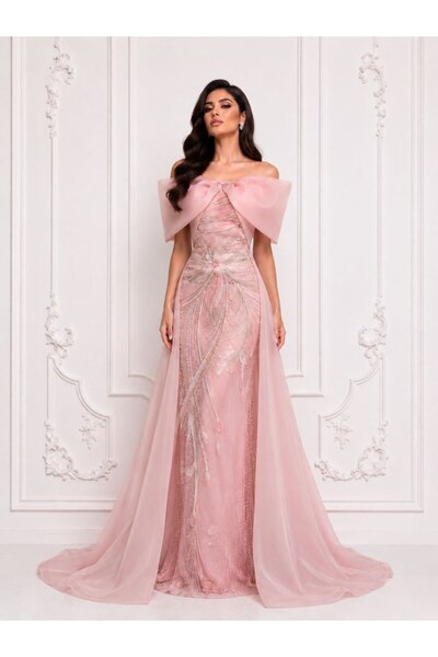 AMAZ Dil Kluş Gazar Evening Dress with Beaded Embroidery