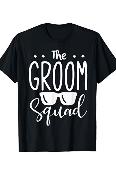 NOURAM Fashion Glasses Star "Groom's Squad" Text Design T-Shirt, Casual Slimm...