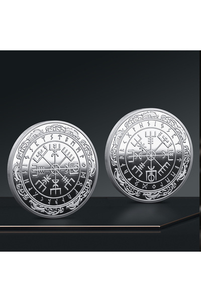 Choice Silver Nordic Viking Coin Guidepost Compass Commemorative Coins Talism...