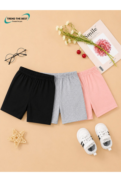 TREND THE BEST Trendin En İyisi Summer Plain Unprinted Girls' Black, Gray, Pi...