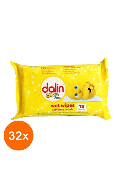 Dalin Set 32 x 15 Servetele Umede Soft Clean, pentru Copii