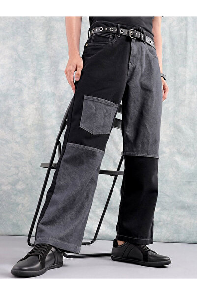 The Indian Garage Co By Styli Men Relaxed Fit Colourblocked Jeans