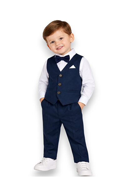 Victor and Jane By Styli Boys 3-Piece Waistcoat, Shirt, Trousers and Bow Tie Set
