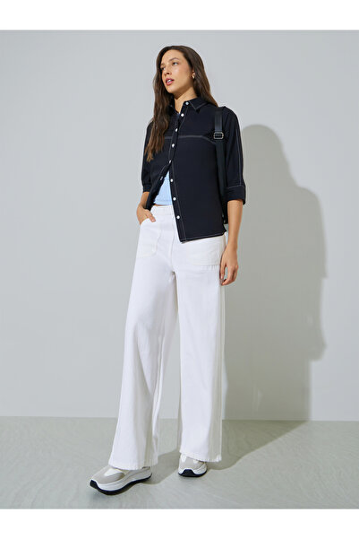 Styli Off White Jogger Style Wide Leg Jeans