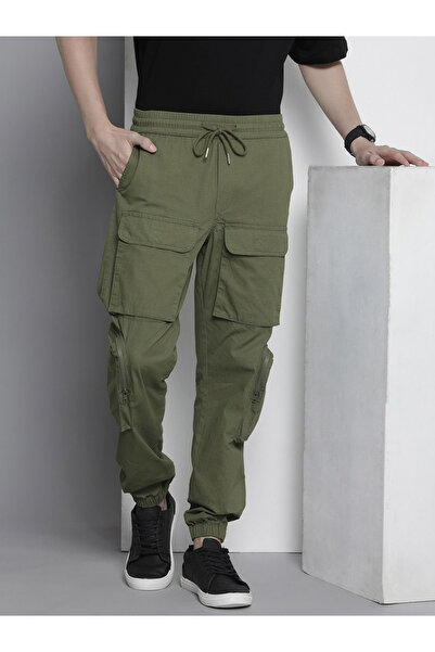The Indian Garage Co By Styli Men Regular Fit Solid Cargo Jogger Pants