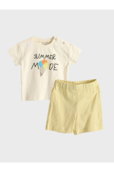 LC Waikiki Set de 2 piese pentru băieți: Tricou imprimat cu guler rotund și p...