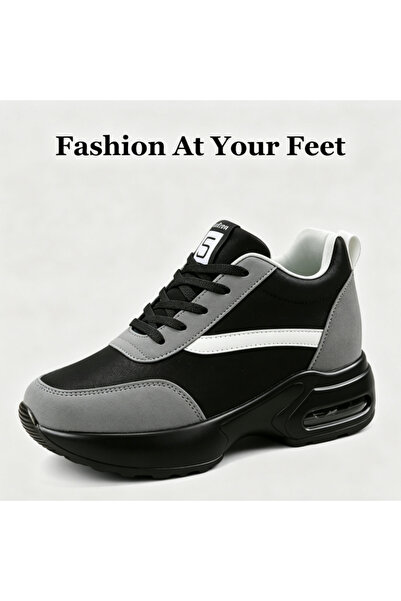 SOSENFER Women's walking shoes, comfortable, leather, and height-increasing