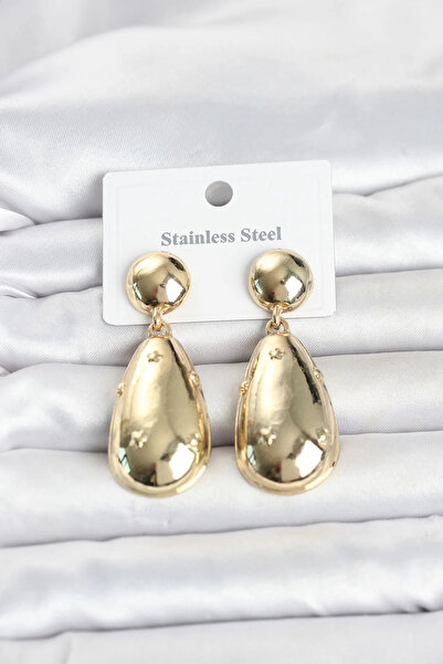 ALKASAZ 316L Steel Gold Color Drop Model Women's Earrings