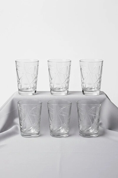 LAV Line 6-Pack 205 Cc Cross Patterned Glass Water Cup |   Meşreubat Glass 20...