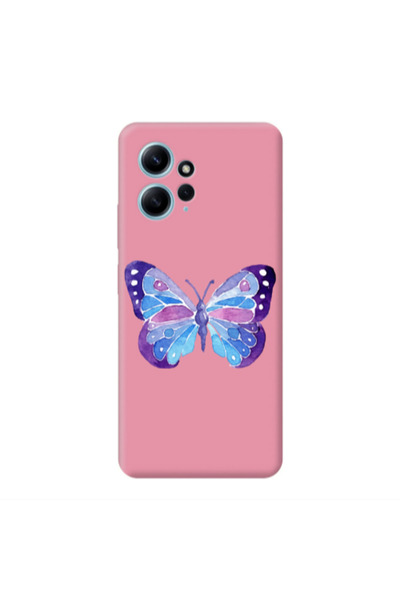 Other Xiaomi Redmi Note 12 4G Big Butterfly Pink Colored Silicone TPU Θήκη