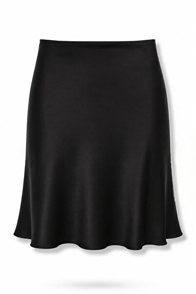 Noravelle Women's Zippered Elastic Waist Satin Mini Skirt