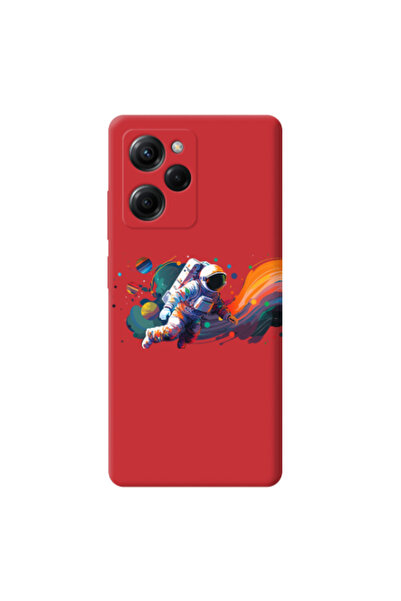 Other Xiaomi Poco X5 Pro Rainbow Space Red Colored Silicone TPU Θήκη
