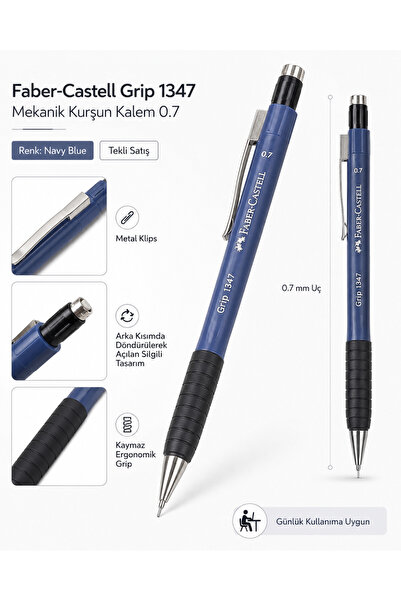 Faber Castell Faber-Castell 1347 0.7 mm Uçlu Kalem – Kaymaz Gripli, Metal Kli...