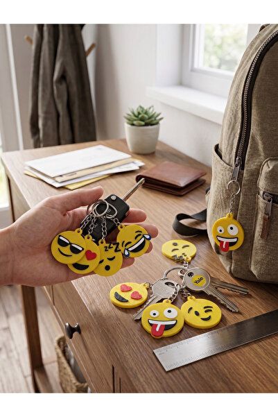 3D Layshop Set of 10 3D Emoji Keychains - Fun Facial Expressions Birthday Par...