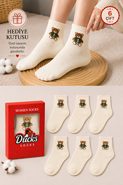 Ducks Socks Women's Teddy Bear Socks Gift Boxed Cotton Short Socks with Teddy...