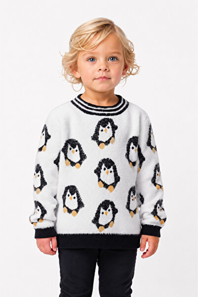 Babyhola Penguin Patterned Girls' Sweater 23212