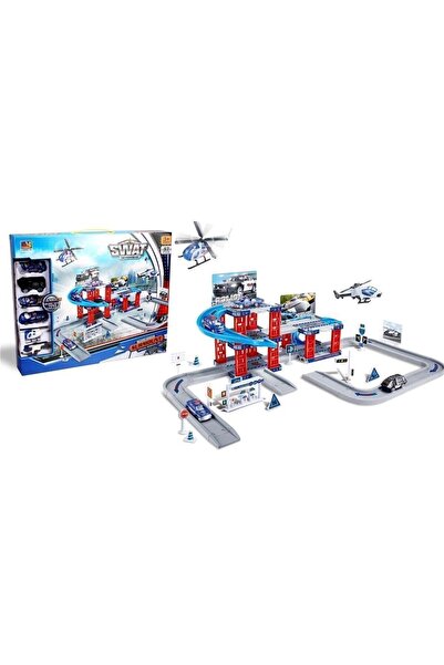 Blue Toys Παιδικό Σετ Παιχνιδιού Πάρκινγκ με Μεταλλικά Αστυνομικά Αυτοκίνητα ...