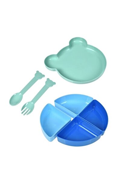 SHOPIENS Set de veselă din plastic pentru copii, 7 piese, cu farfurie cu ursu...
