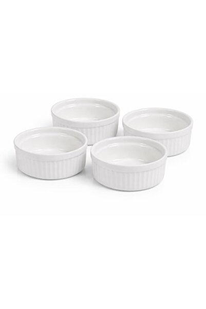 SHOPIENS Set 4 boluri pentru sosuri, portelan alb, pentru familie, servire, o...