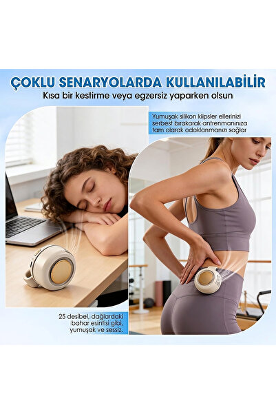 RADOON Taşınabilir Klipsli Mini Fan - USB Şarj Edilebilir 3 Kademeli Hız Ayarlı, Sessiz Motorlu, Bel ve Yaka Tipi Giyilebilir Vantilatör
