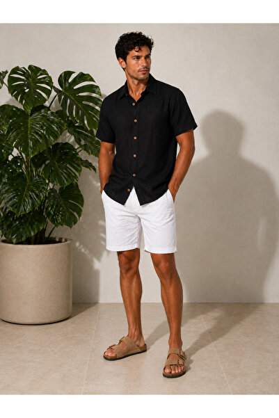 White By Nature Short Sleeve Men's Shirt Without Pockets