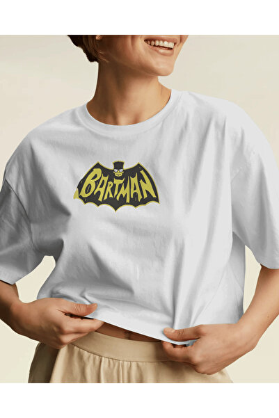 buzagi tasarım ürünleri Bartman Simpsons Unisex White Regular T-Shirt