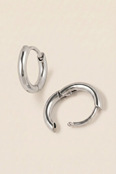 Hetra Silver Color Steel 6 mm 2-Piece Minimal Hoop Earring Set