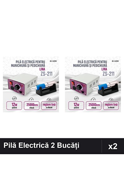 NAİLS Set 2 Pile Electrice Profesionale Manichiură Pedichiură 12W 25000RPM Mo...