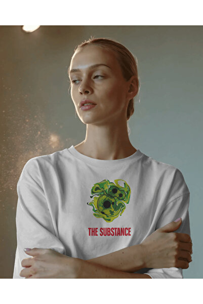 buzagi tasarım ürünleri The Substance Unisex White Oversize T-Shirt