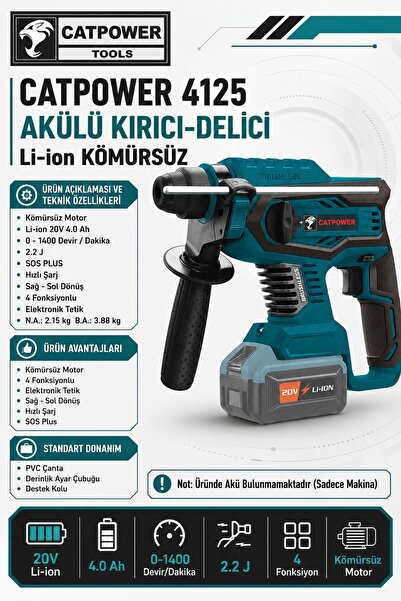 Cat Power Catpower 4125 Akülü Kırıcı Delici Lion Kömürsüz (Aküsüz)