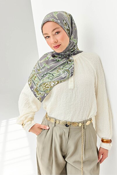 Silk Home Velora Scarf Shawl Pattern Oil Green 90X90
