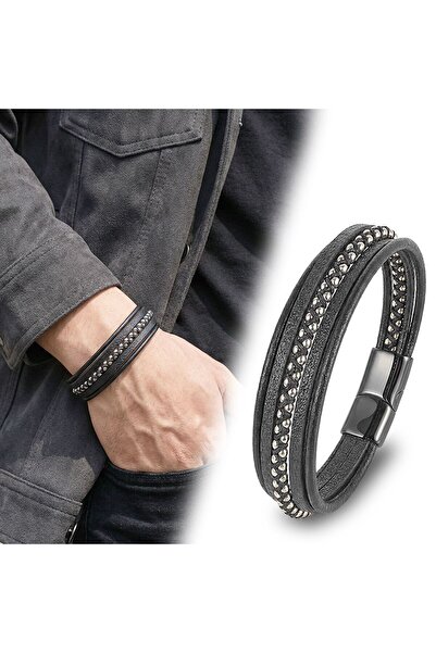 OGHAMAY White Hematite and Multi-Leather Bracelet 18394B3D1