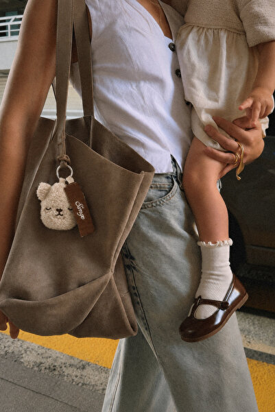 vivimade Kişiye Özel İsimli Toffee Bear Anne Bebek Çantası Charm Çanta Süsü C...