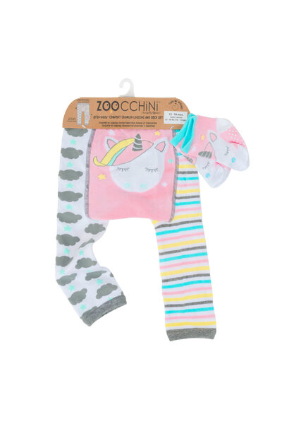 Zoocchini Σετ Παντελονιού και Καλτσών Grip Easy Crawler – Έλι το Αλικόρν - 6-...