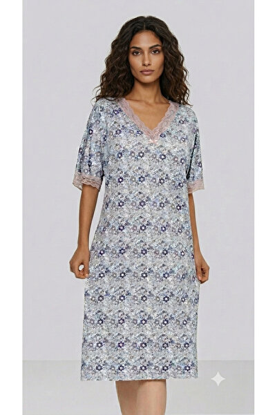 Cotpark Nightgown Viscose Plisse Plus Size with Lace Trim Soft