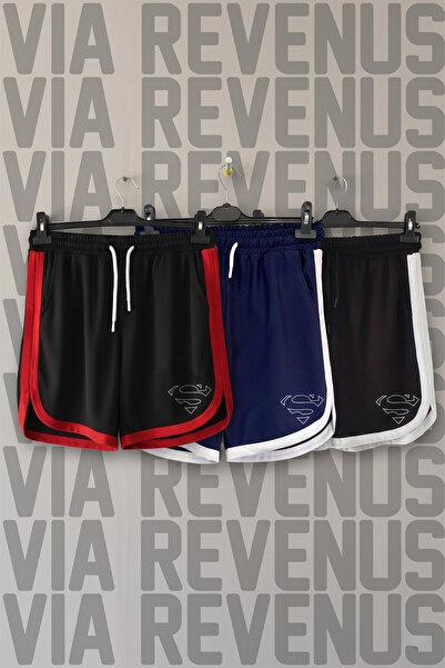 Vordevia Printed Unisex Retro Varsity Daily Training Sports Shorts 3-Pack