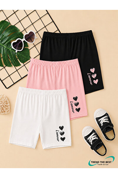 TREND THE BEST Trendin En İyisi Summer Lamour Three Hearts Printed Girls' Bla...