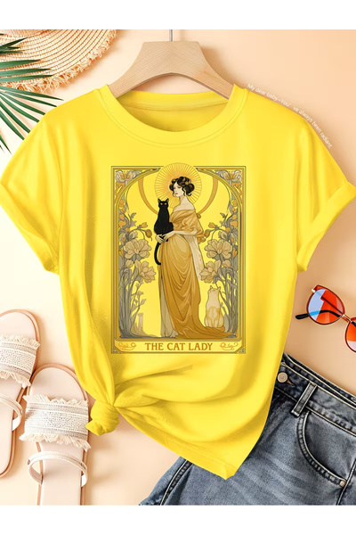 l'eivor The Cat Lady Printed Women's Cotton T-Shirt