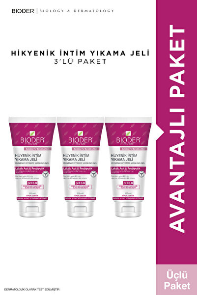Bioder İntim Yıkama Jeli 3 x 200 Ml - Laktik Asit, Probiyotik, Çay Ağacı Yağı...